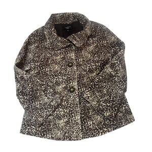 Talbots Petites Brown Leopard Print 100% Cotton Jacket Size 10P‎